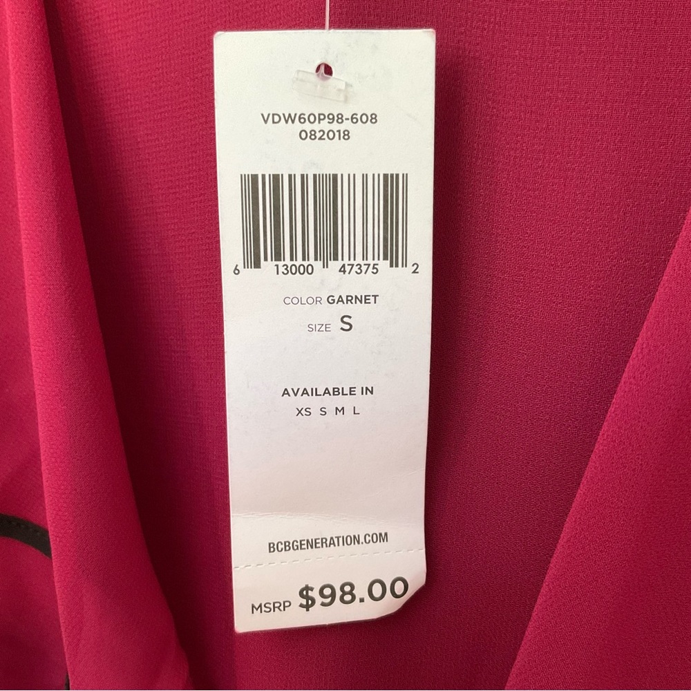 BCBG Dress BCBGeneration Women's Maroon V-neck Ruffle Tent/Shift Dress S… - Picture 12 of 15